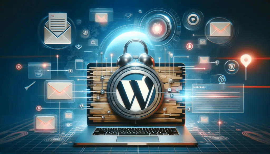 DALL·E 2023 11 10 15.23.12 A digital artwork for a blog post titled Unlocking Email Power  Boost WordPress Reliability with SMTP Mastery. The image should depict a modern hig 1